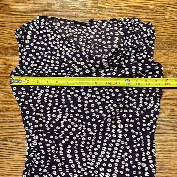 Mexx purple with white coffee bean patterned, fitted short sleeve top - Picture 3 of 7